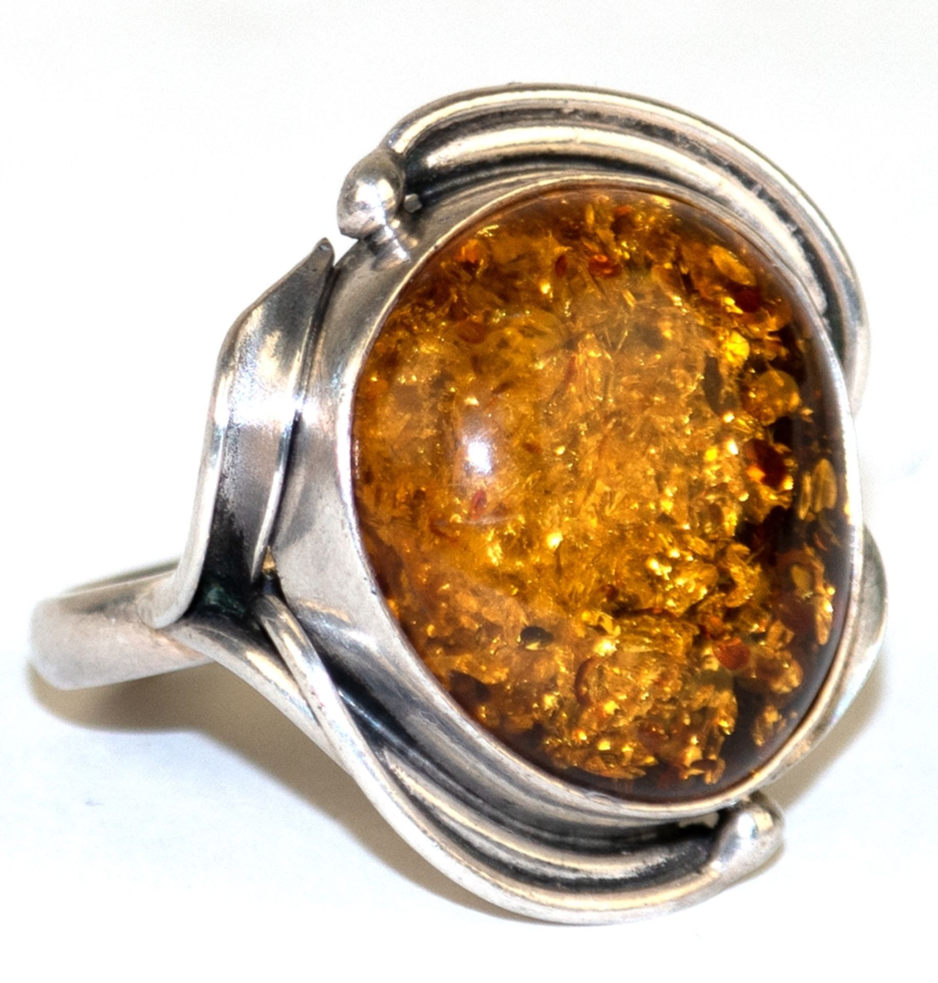 Bernstein-Ring, 925er Silber, RG 62