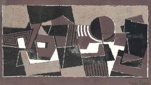 Deutscher Grafiker um 1960 "Abstraktion", Grafik, mit Bleistift undeutl. sign. u.r., 15,5x25,5 cm, 