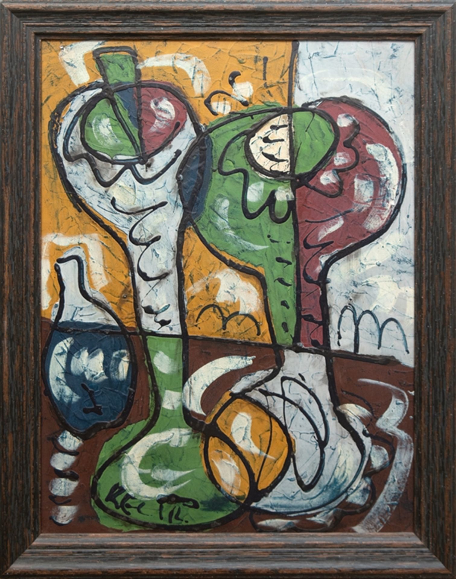 Kecir, Bohumil Samuel (1904-1987) "Abstraktes Blumenmotiv", Öl/ Karton, sign. u.l., 81,5x59,5 cm, R