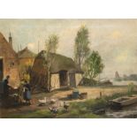 Bruin, Cornelis (Corny) de (1870 Utrecht-1940 Amsterdam) "Auf dem Bauernhof", Öl/Lw., 3 Hinterlegun