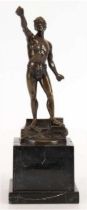 Warmuthm, Wilhelm (20. Jh.) "Athlet", Bronze, braun patiniert, sign., H. 24 cm, schwarzer Marmorso