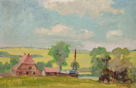 Hinrichs, Karl (1903 Nürnberg-1990 Schwerin) "Küstenlandschaft auf der Insel Poel/ bei Wismar", Öl/