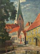 Hellwag, Rudolf (1867 Innsbruck-1942 Berlin) "Altstadt Eutin mit Kirche", Öl/ Lw., sign. u.r., min.