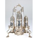 Barock-Menage, 925er Silber, London 1762, Meister Robert Peaston, bestehend aus Salz- , Pfeffer- un