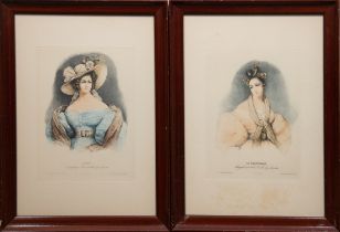 Lassalle, Emile (1813 Bodeaux-1871 Paris) Paar Lithographien "Elegante Damen", leicht stockfleckig,