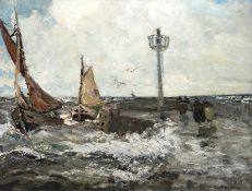 Kolbe, Ernst (1876  Marienwerder (heute Kwidzyn)-1945 Rathenow) "Fischerboote in bewegter See vor M