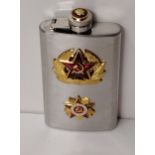 Soviet military flask having 3 applied badges. Shipping Group (A).