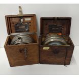 (2) vintage racing pigeon clocks in original wooden cases. Collection only.