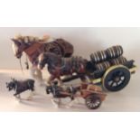 Circa 1970's shire horse and dray figures. Collection only.