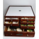 Vintage 13-drawer wooden medical cabinet to include contents. Collection only.