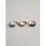 (3) silver stone set rings. Shipping Group (A).