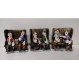 Will Young: Runnford Pottery Group - (3) Bench characters. Collection only. Collection only.