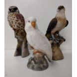 (3) nicely detailed ceramic bird figures, tallest 25cm. Collection only.