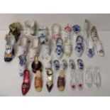 Good assortment of collectable ceramic and glass shoes and boots. Collection only.