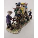 Will Young: Runnford Pottery Group - Rare figural group '8 characters on the old grey mare going