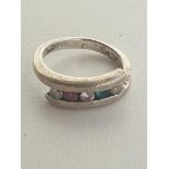 925 silver five-stone set Ring. Size M. Shipping Group (A).