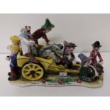 Will Young: Runnford Pottery Group - Rare figural group 'Widecombe Fair' depicting 8 drunken figures