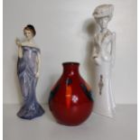 Poole Pottery bud vase in the 'Volcano' pattern H:14 cm together with a Royal Doulton figurine '
