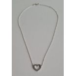 Pandora .925 silver and cubic zirconia open heart pendant on chain. Shipping Group (A).
