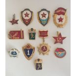 Group of (12) Soviet Armed Forces Excellence badges, to include original, obsolete and vintage