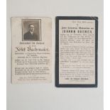 Selection of WWI German Death Cards and Notices of fallen soldiers. Shipping Group (A).