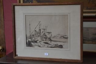 David O. P. M. Harrison The Mayflower signed and dated 1949, watercolour, 45cm x 33cm, framed, (