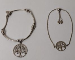 (2) .925 silver Tree of Life bracelets. Shipping Group (A).