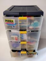 Large amount of craft ware items in 4-drawer plastic storage unit. Collection only.