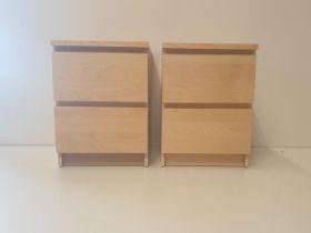 Pair of light oak bedside units. Collection only.
