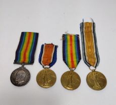 (4) WWI British full-size medals: (3) 1914-15 Victory and (1) 1914-15 War medal. Shipping Group (A).