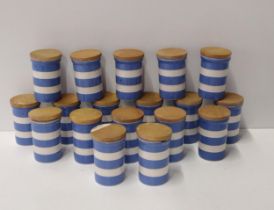 (18) T.G Green Cornishware storage jars. Collection only.