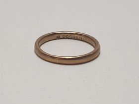 9ct gold wedding band, size P½. Shipping Group (A).