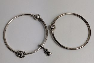 (2) Pandora silver bracelets. Shipping Group (A).