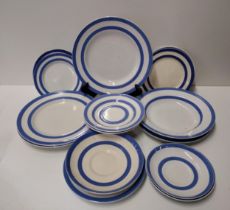 Quantity of T.G Green Cornishware plates and saucers. Collection only.