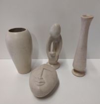 (4) pieces of soapstone, largest being 23cm tall Collection only.