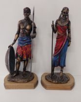 (2) Masai warrior figures by Leonardo Collection, standing 26cm. Collection only.