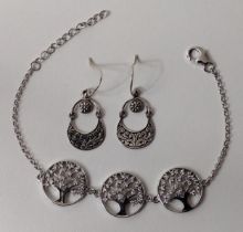 Tabitha Webb Tree of Life .925 silver necklace and earrings. Shipping Group (A).