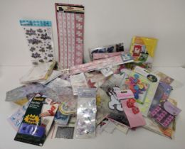 Large selection of crafting items to include Hunkydory papers, embellishments, blank cards etc.