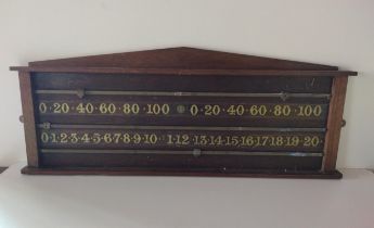Vintage wooden and brass snooker score board. Collection only.