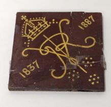 Antique clay tile marked 1837-1887. A/F. Collection only.