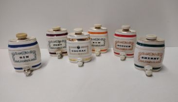 Wade ceramic barrels decanters (6). Collection only.