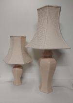 Pair of table lamps tallest standing 86cm to top of shade. Collection only.