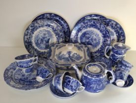 Blue and white pattern chinaware to include Spode and Wedgewood. Collection only.