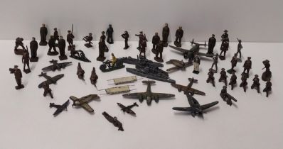 Large quantity of lead soldiers and model vehicles. Shipping Group (A).