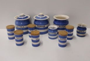 Good selection of T.G Green Cornishware storage jars. Collection only.