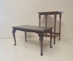 Circa 1940 oak occasional table with a later reproduction coffee table. Collection only.