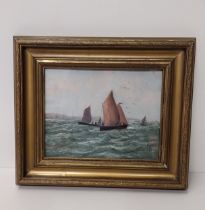 Framed and glazed oil painting circa 1880. Frame size 35 x 39 cm. Collection only.