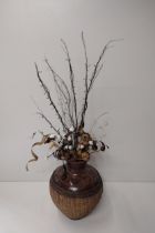 Contemporary floor vase and dried floral arrangement. Vase standing 68cm. Collection only.