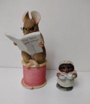 (2) Border Fine Arts by Beatrix Potter figurines; 'The Tailor of Gloucester' and 'Mrs Tiggy Winkle'.