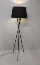 Contemporary tripod floor lamp with black shade. Collection only.